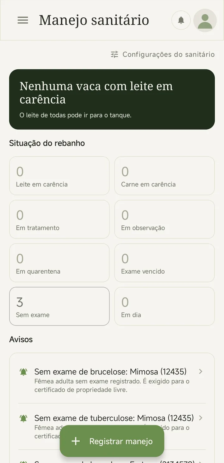 Tela Manejo sanitário do PastoCerto